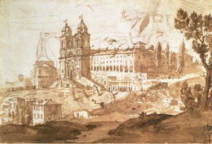 Claude Lorrain (Gellee) - View of the Church of S. Trinita dei Monti, Rome, c.1632
