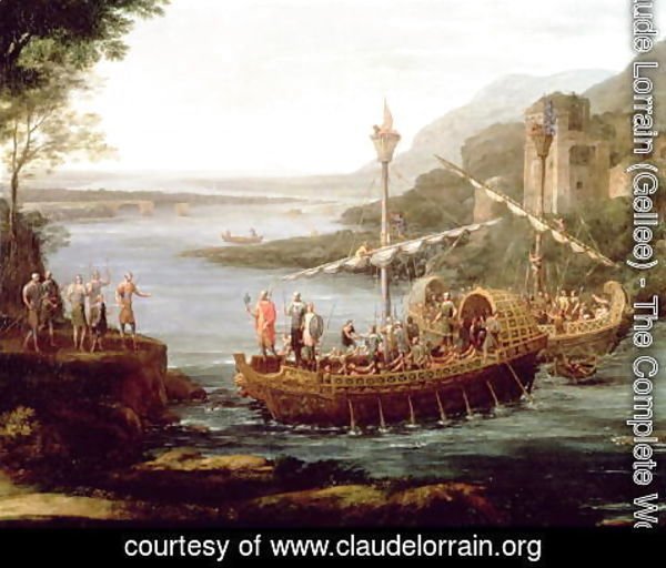 Claude Lorrain (Gellee) - Landscape with the arrival of Aeneas at Pallanteum (detail)