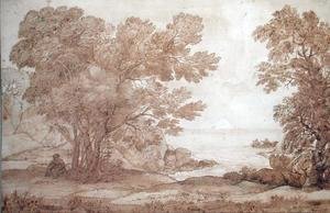 Claude Lorrain (Gellee) - Study for a landscape with Psyche and the Palace of Love, 1663