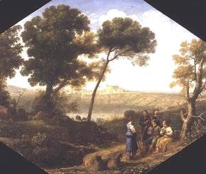 Claude Lorrain (Gellee) - Pastoral landscape with a view of Lake Albano and Castel Gondolfo, 1639