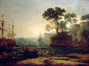Claude Lorrain (Gellee) - Arrival of Aeneas in Italy, the Dawn of the Roman Empire
