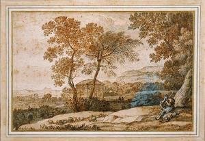 Claude Lorrain (Gellee) - Landscape with a shepherd and his dog