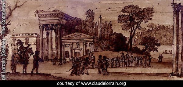 Landscape with classical buildings and figures