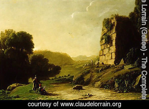 Claude Lorrain (Gellee) - Landscape with a Draughtsman Sketching Ruins
