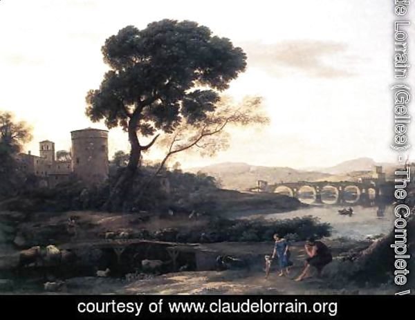 Claude Lorrain (Gellee) - Landscape with Shepherds, The Pont Molle