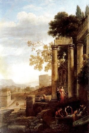 Claude Lorrain (Gellee) - Landscape with the burial of St. Serapia