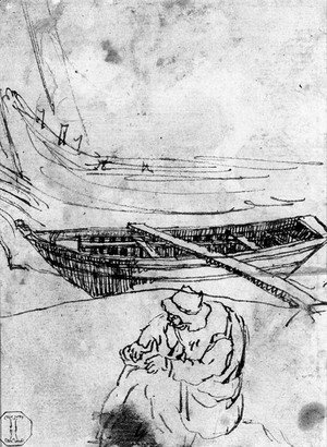 Claude Lorrain (Gellee) - A Fisherman repairing his Net near two Boats