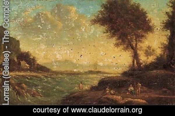 Claude Lorrain (Gellee) - Figures resting by the shore