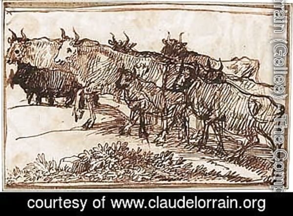 Claude Lorrain (Gellee) - Cattle Ascending A Track Towards The Left