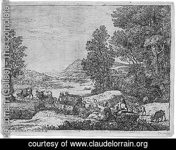 Claude Lorrain (Gellee) - Shepherd and shepherdess conversing in a landscape