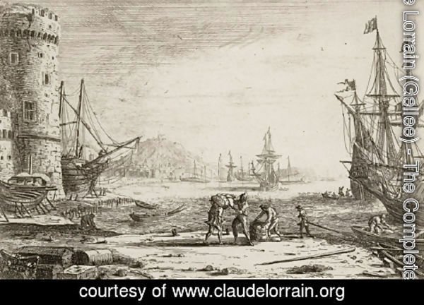 Claude Lorrain (Gellee) - Seaport with a big tower