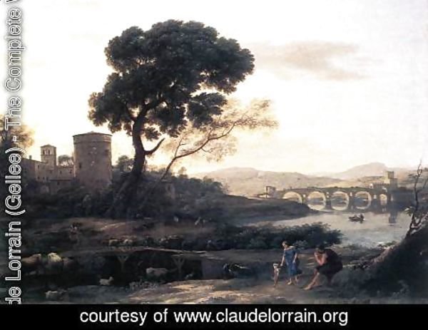 Claude Lorrain (Gellee) - Landscape with Shepherds - The Pont Molle 1645