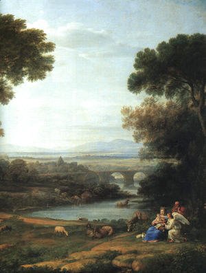 Claude Lorrain (Gellee) - Landscape with the Rest on the Flight into Egypt (detail) 1666