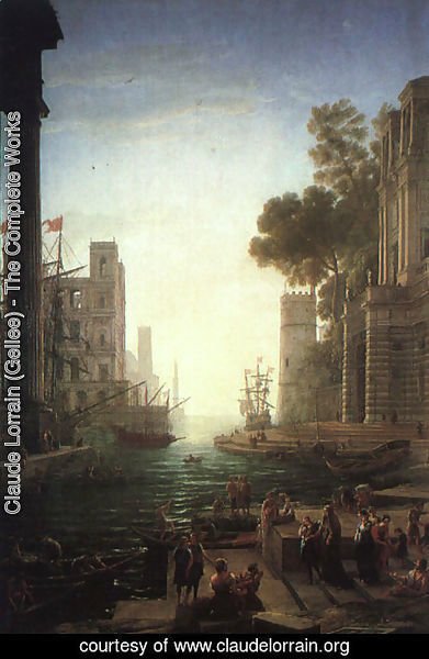 Claude Lorrain (Gellee) - Landscape with the Embarkation of Saint Paula Romana at Ostia  1639