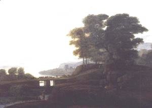 Claude Lorrain (Gellee) - Landscape with cattle and goats crossing a bridge