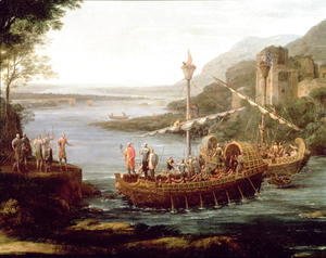 Claude Lorrain (Gellee) - Landscape with the arrival of Aeneas at Pallanteum (detail)