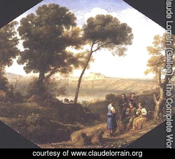 Claude Lorrain (Gellee) - Pastoral landscape with a view of Lake Albano and Castel Gondolfo, 1639