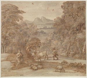 Claude Lorrain (Gellee) - Landscape with Mercury and Apollo as a Shepherd, 1673