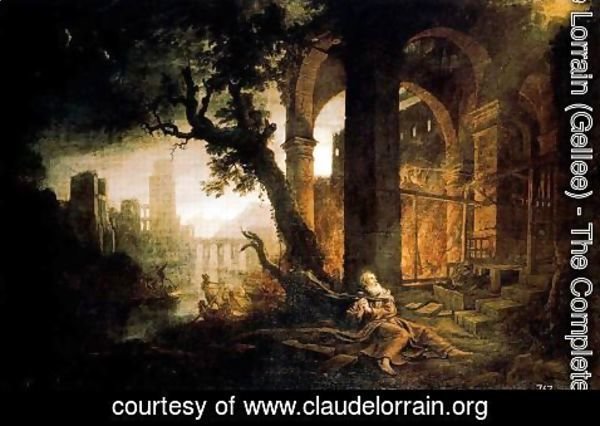 Claude Lorrain (Gellee) - Landscape with the temptations of San Antonio Abad