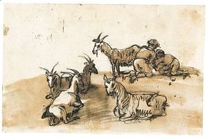 Claude Lorrain (Gellee) - Two figures milking a goat