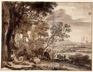 Claude Lorrain (Gellee) - Landscape with a Goatherd