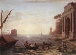 Claude Lorrain (Gellee) - A Seaport at Sunrise 1674