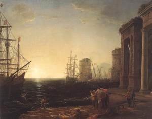 Claude Lorrain (Gellee) - Harbour Scene at Sunset 1643