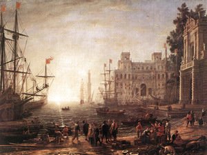 Claude Lorrain (Gellee) - Port Scene with the Villa Medici 1637